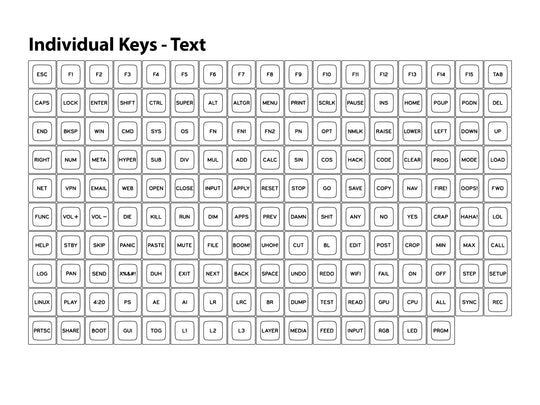 DSA Sublimated Individual Keycaps | Text Legends