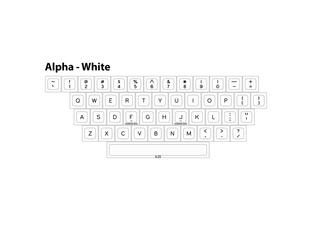a computer keyboard with the words'alphabet - white'on it