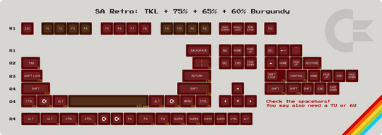 SA "Retro" 80% TKL Modifier Set (72 keys) | Burgandy