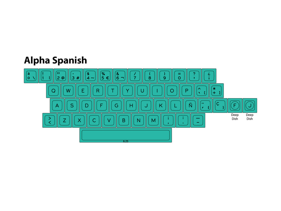 DSA Sublimated Alpha Spanish Keycap Set