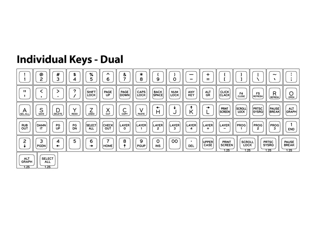 DSA Sublimated Individual Keycaps | Dual Legends