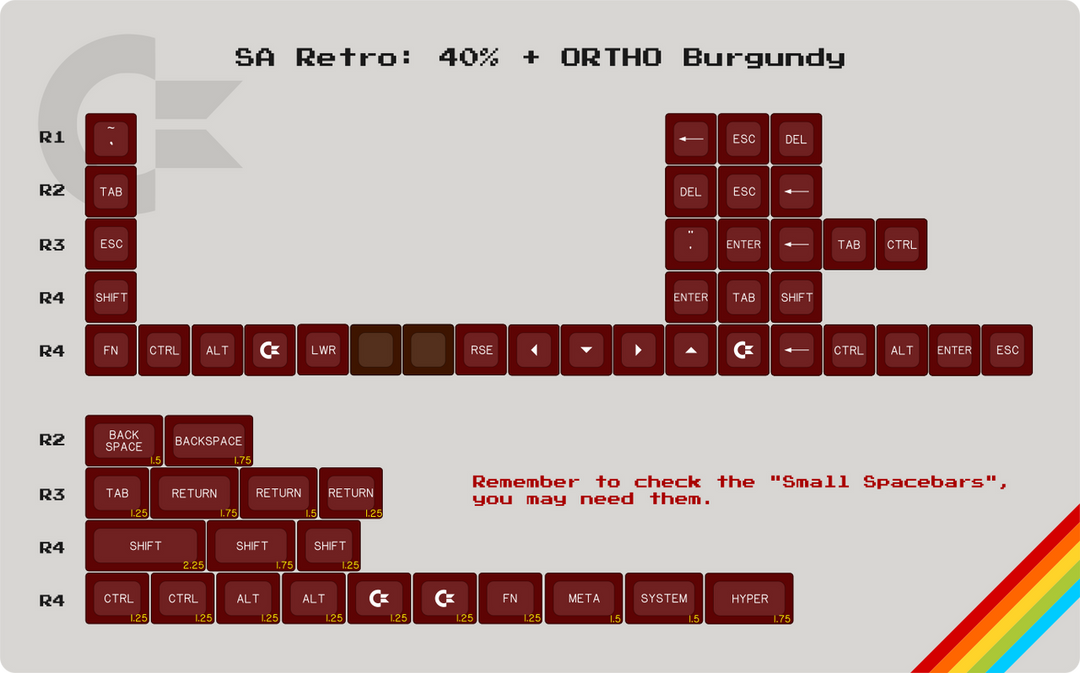 SA "Retro" 40% Modifier Set (53 keys) | Burgandy