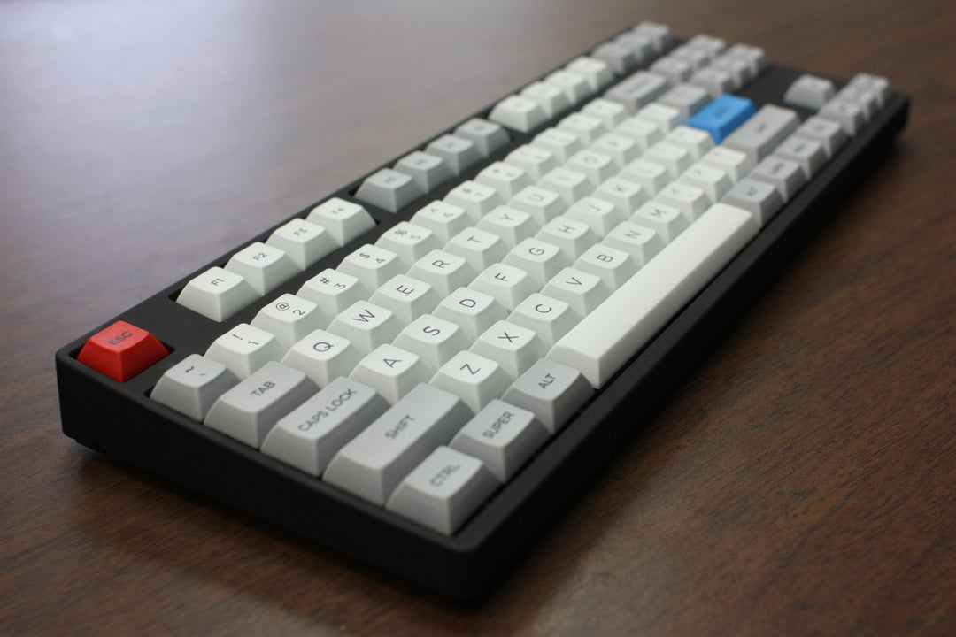 Official Signature Plastics DSA Granite product photo showing the exact light-gray and white Matt3o colorway with red and blue accent keys